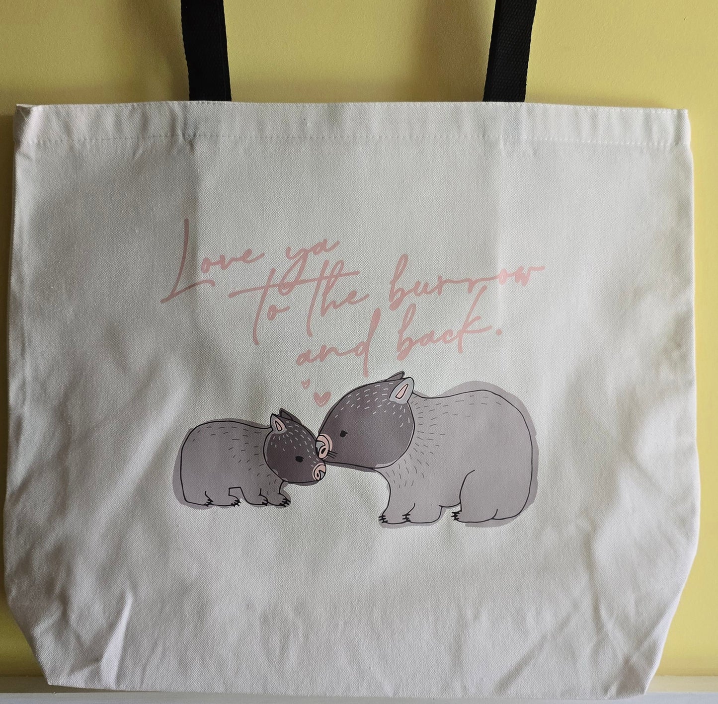 Large 100 % Cotton Canvas "Love ya to the burrow & back"  Bags