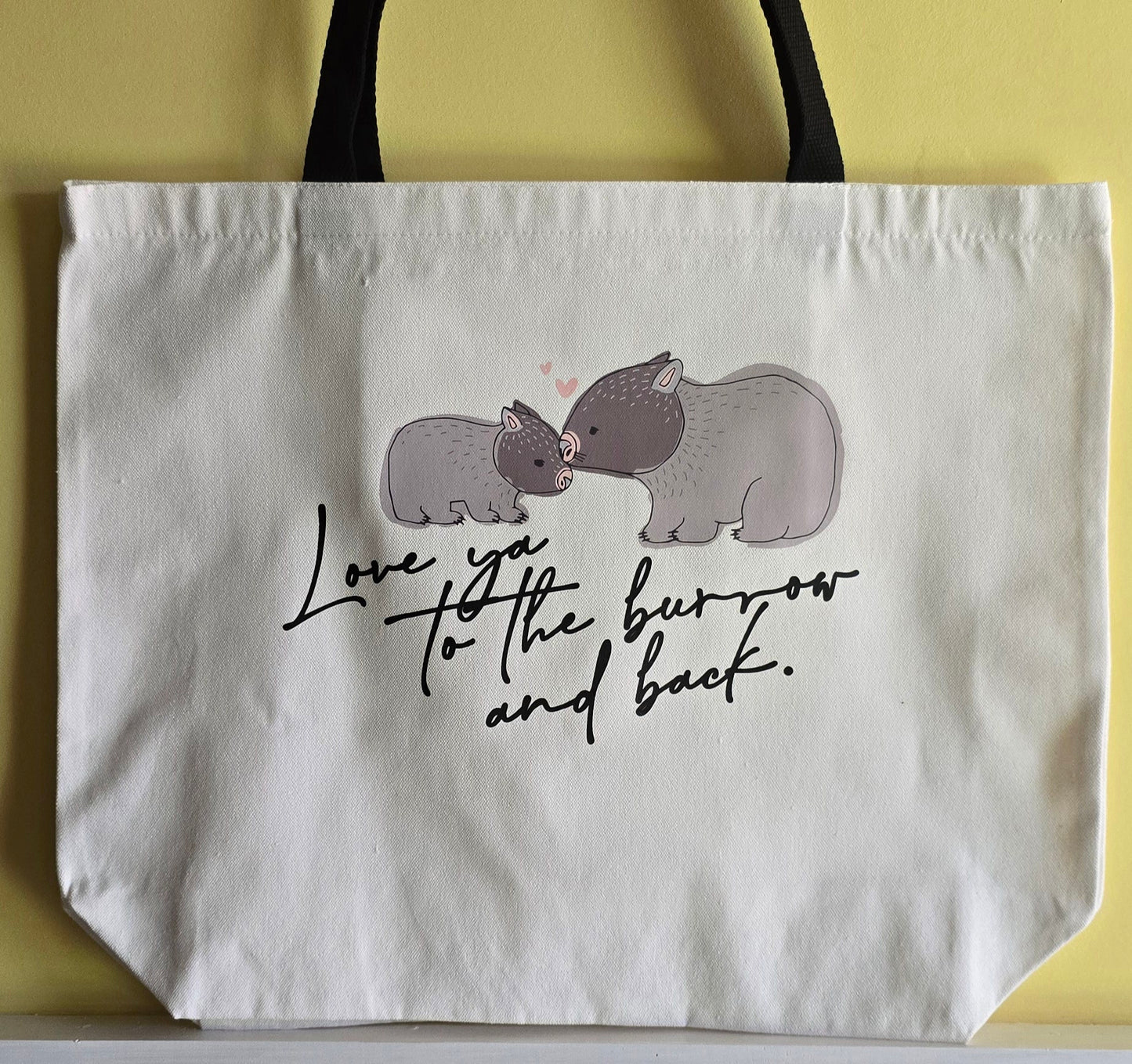 Large 100 % Cotton Canvas "Love ya to the burrow & back"  Bags